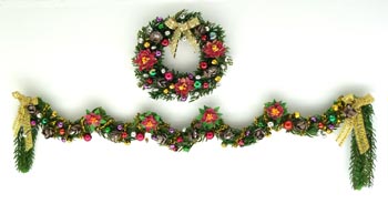Luxury Christmas Poinsettia Wreath and Garland - Pair